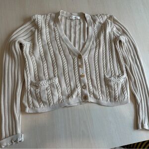Frame Denim Cream Ribbed Cardigan